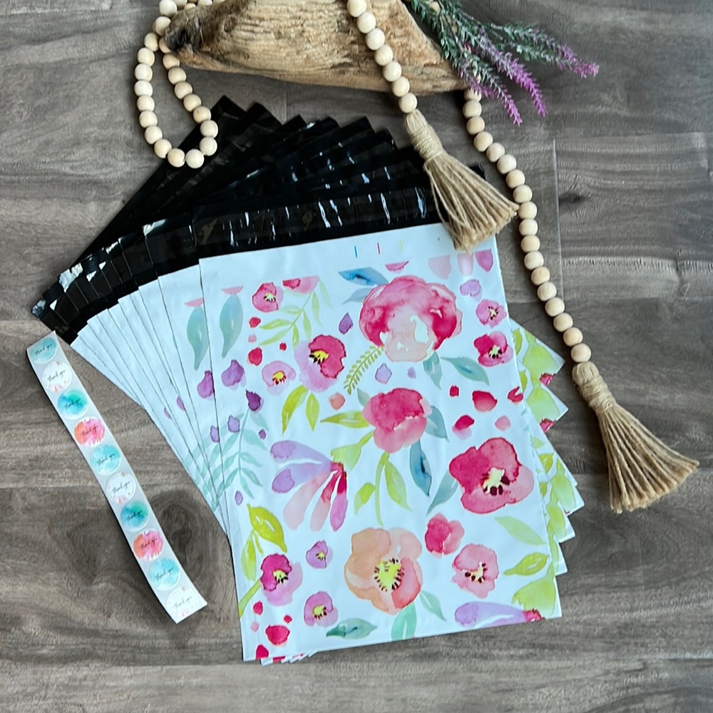 3/$20📦 10 Poly mailers shipping bags- 10x13” - Watercolour floral print - Picture 2 of 6